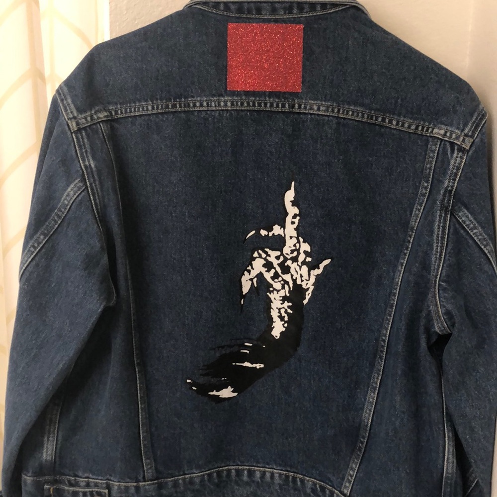 Aries oversized denim jacket middle finger